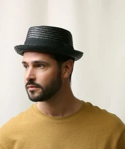 Classic Italy Classic Porkpie Straw -Ivy Cap Sales Store px6598 noir 3 202205101956002